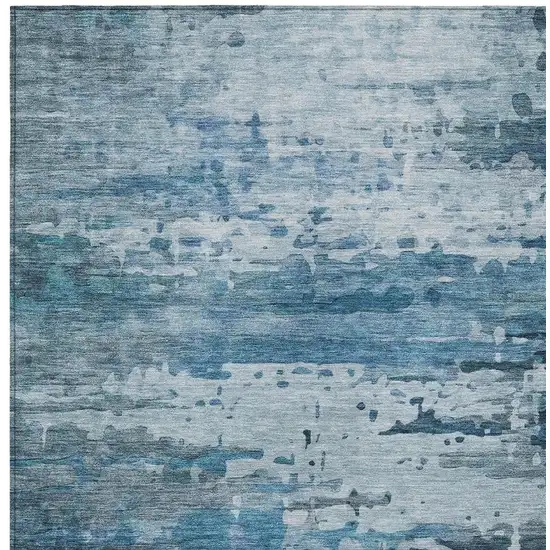 Blue And Ivory Abstract Washable Indoor Outdoor Area Rug Photo 6