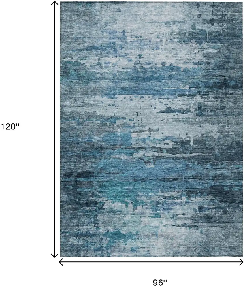 Blue And Ivory Abstract Washable Indoor Outdoor Area Rug Photo 9