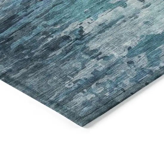 Blue And Ivory Abstract Washable Indoor Outdoor Area Rug Photo 6