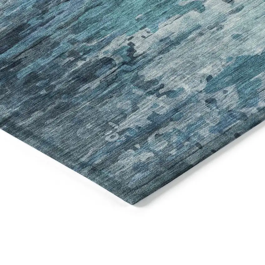 Blue And Ivory Abstract Washable Indoor Outdoor Area Rug Photo 6