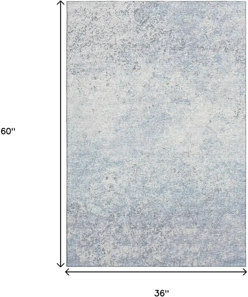 Blue And Ivory Abstract Washable Indoor Outdoor Area Rug Photo 3