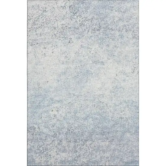 Blue And Ivory Abstract Washable Indoor Outdoor Area Rug Photo 2