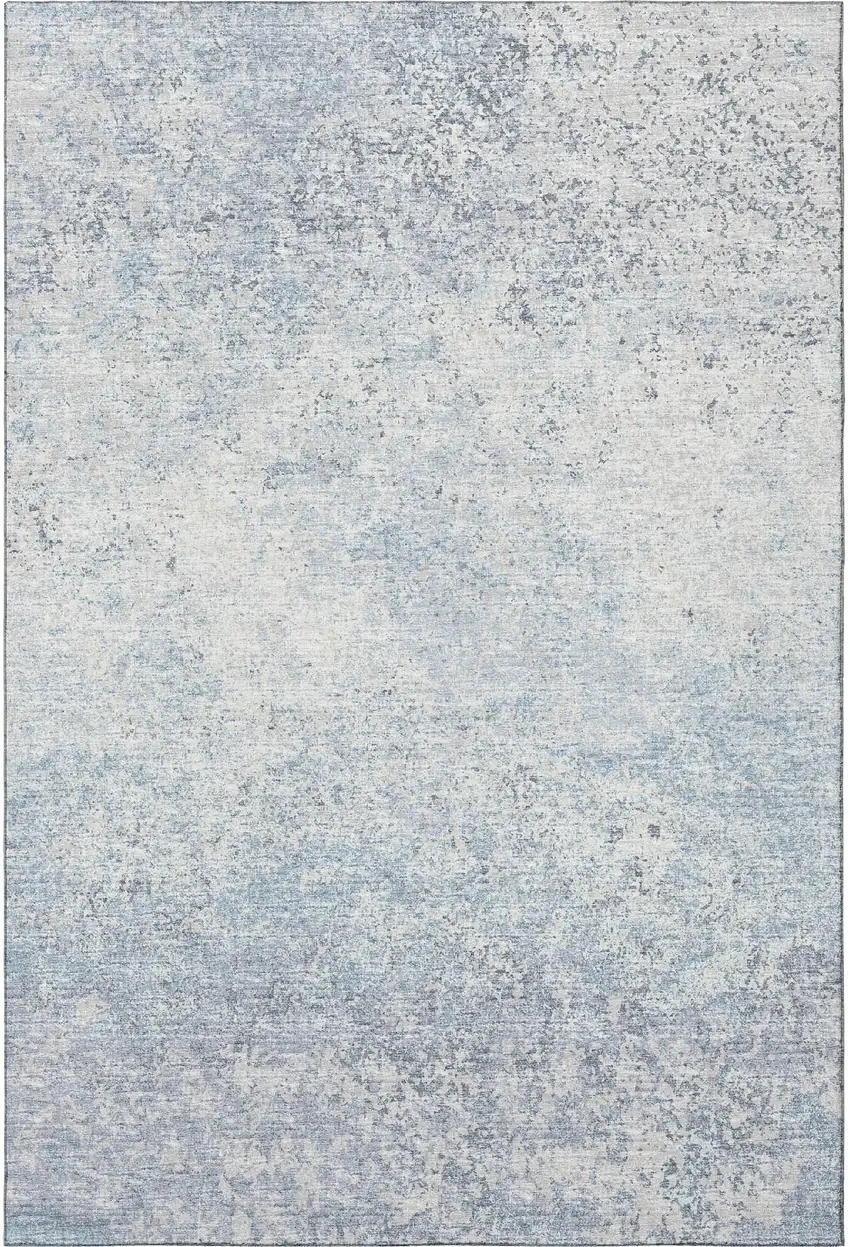 Blue And Ivory Abstract Washable Indoor Outdoor Area Rug Photo 4