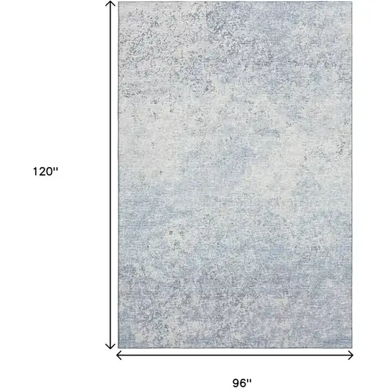 Blue And Ivory Abstract Washable Indoor Outdoor Area Rug Photo 3