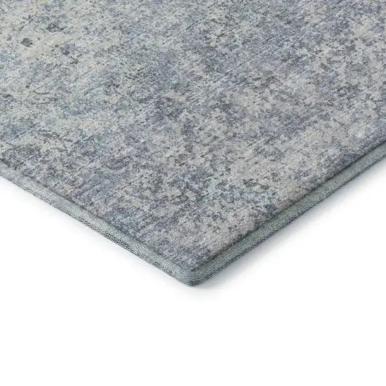 Blue And Ivory Abstract Washable Indoor Outdoor Area Rug Photo 4