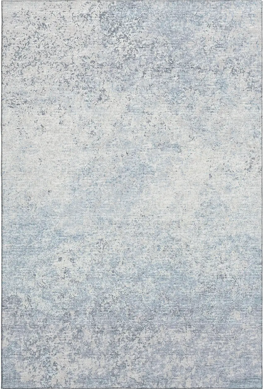 Blue And Ivory Abstract Washable Indoor Outdoor Area Rug Photo 2