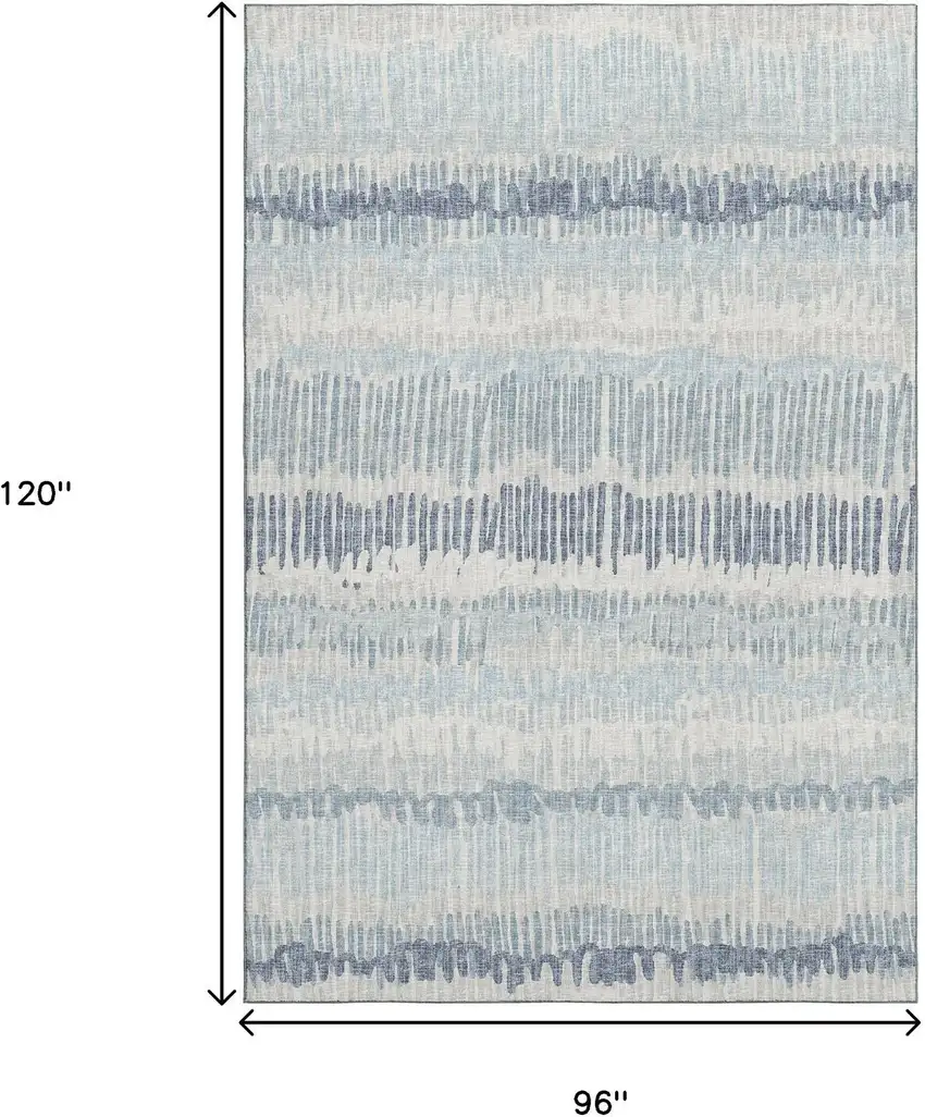 Blue And Ivory Abstract Washable Indoor Outdoor Area Rug Photo 3