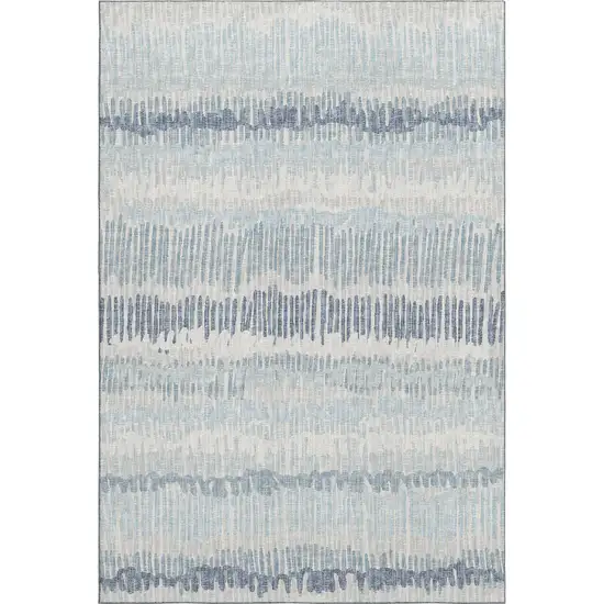 Blue And Ivory Abstract Washable Indoor Outdoor Area Rug Photo 2