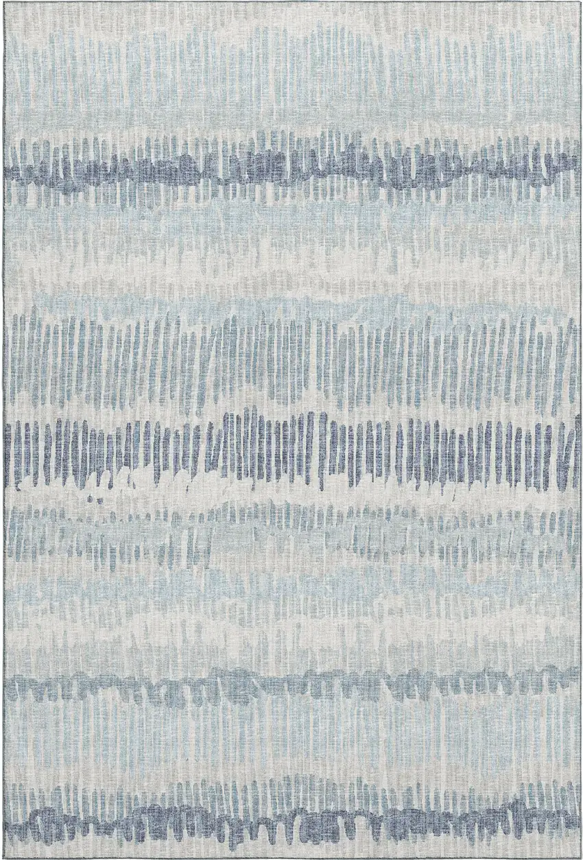 Blue And Ivory Abstract Washable Indoor Outdoor Area Rug Photo 2