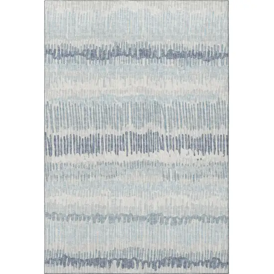 Blue And Ivory Abstract Washable Indoor Outdoor Area Rug Photo 4