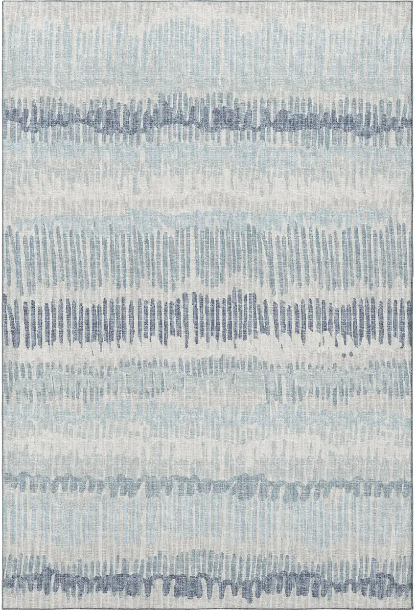 Blue And Ivory Abstract Washable Indoor Outdoor Area Rug Photo 4
