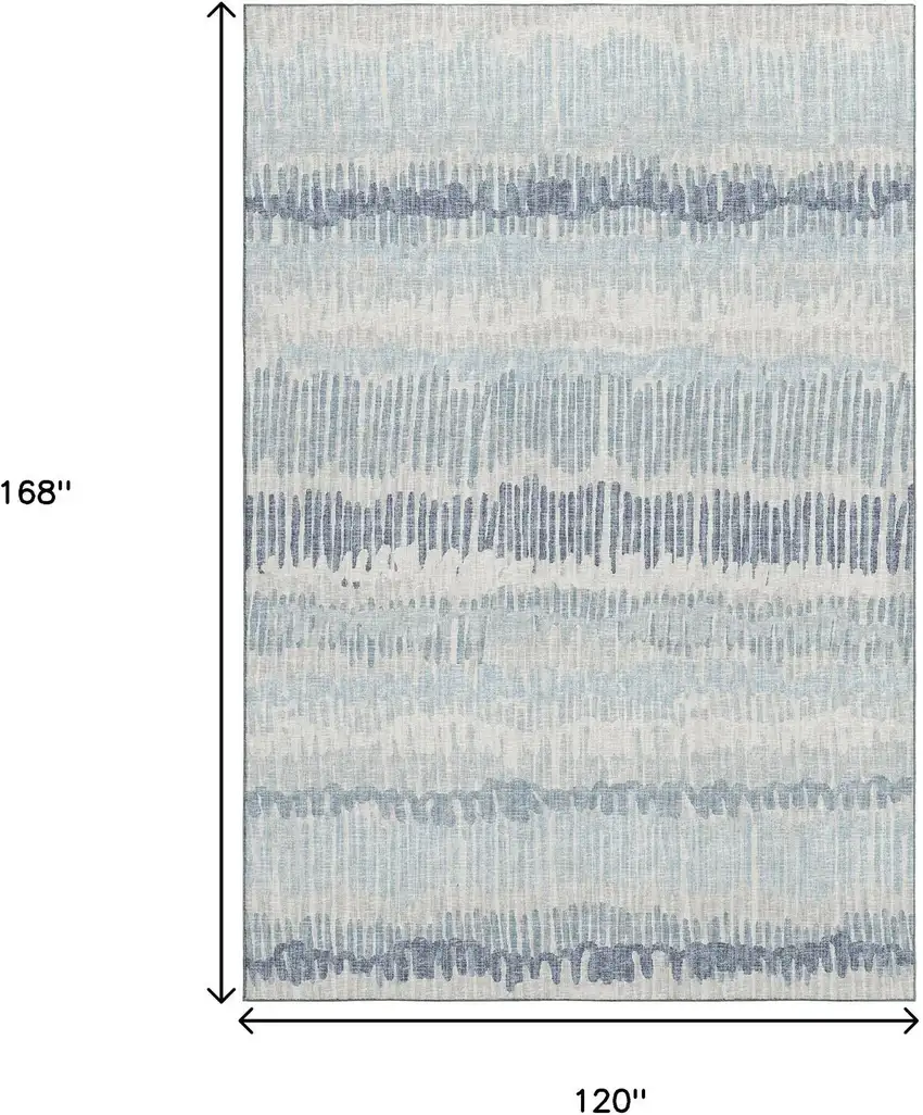 Blue And Ivory Abstract Washable Indoor Outdoor Area Rug Photo 3