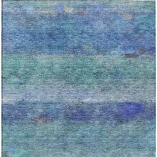 Blue And Ivory Abstract Washable Indoor Outdoor Area Rug Photo 7