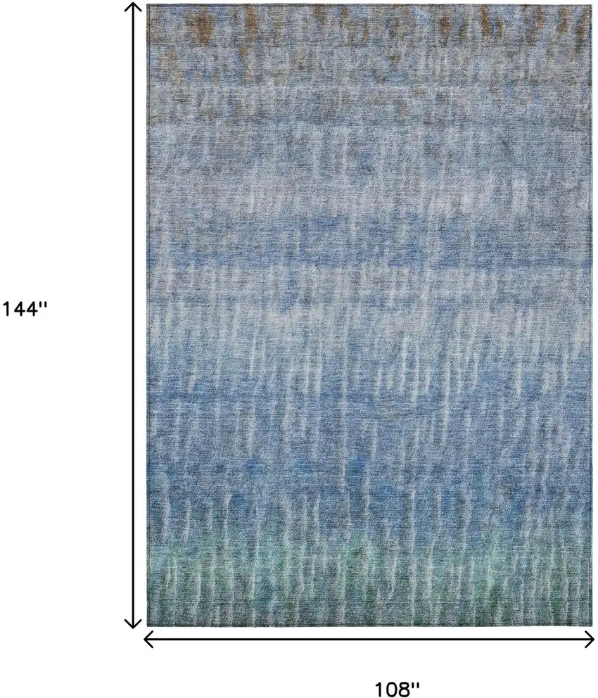 Blue And Ivory Abstract Washable Indoor Outdoor Area Rug Photo 3