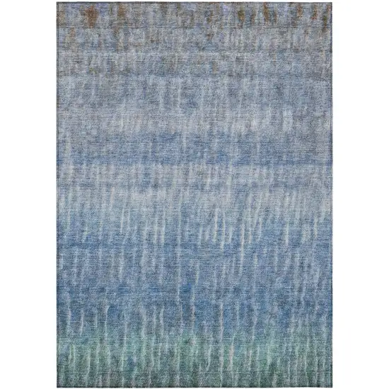 Blue And Ivory Abstract Washable Indoor Outdoor Area Rug Photo 2