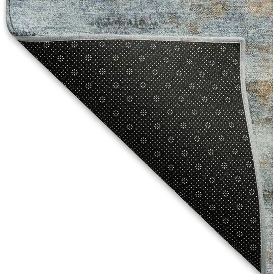 Blue And Ivory Abstract Washable Indoor Outdoor Area Rug Photo 5