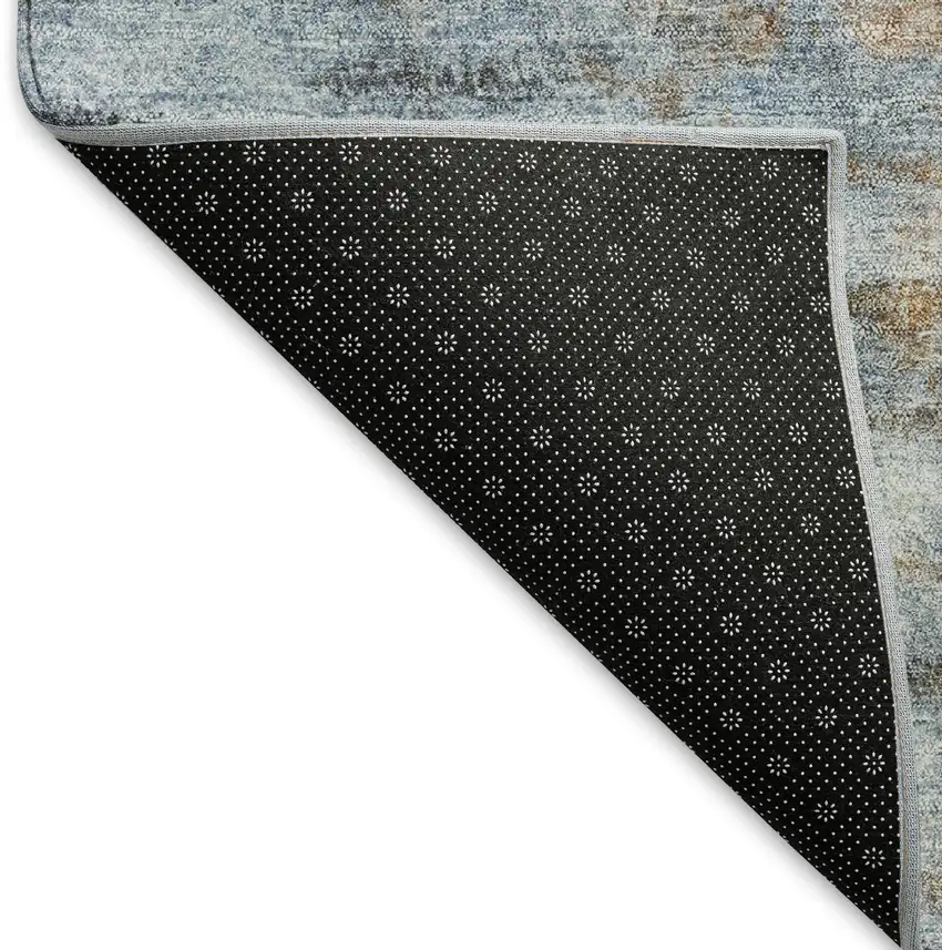 Blue And Ivory Abstract Washable Indoor Outdoor Area Rug Photo 5