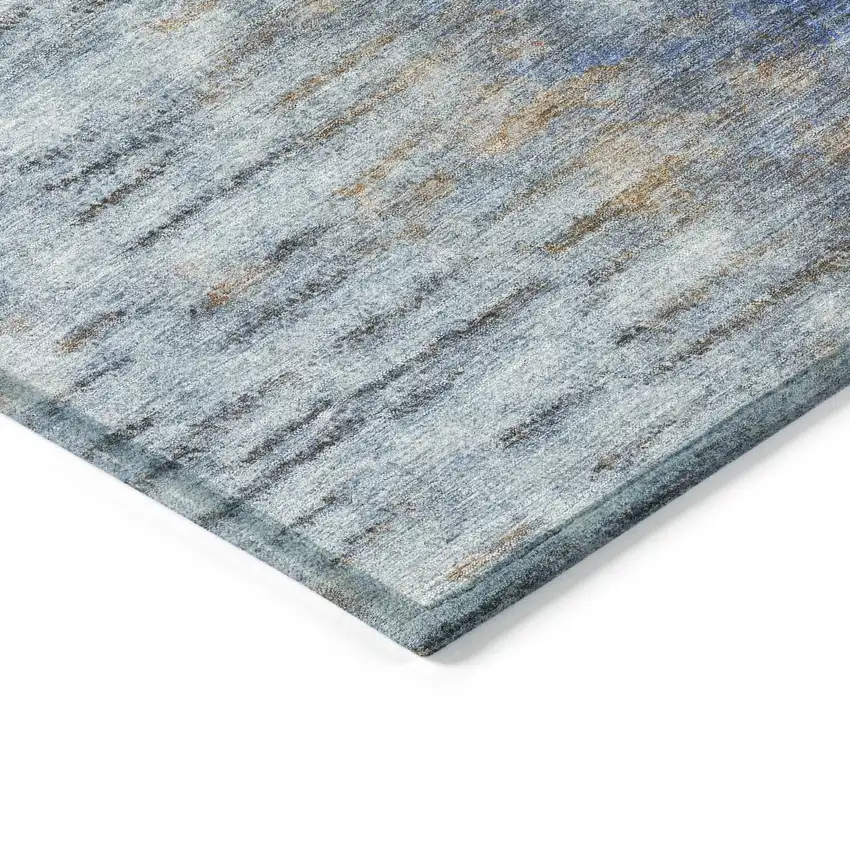 Blue And Ivory Abstract Washable Indoor Outdoor Area Rug Photo 6