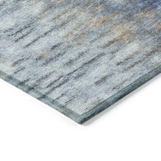 Blue And Ivory Abstract Washable Indoor Outdoor Area Rug Photo 6