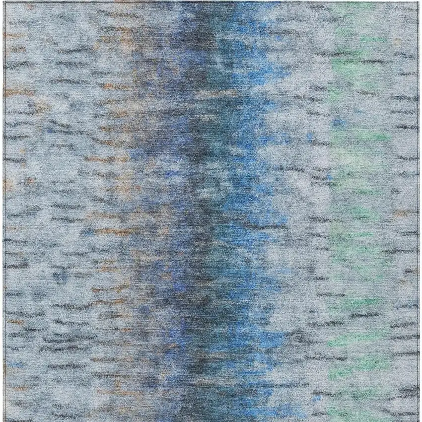 Blue And Ivory Abstract Washable Indoor Outdoor Area Rug Photo 4