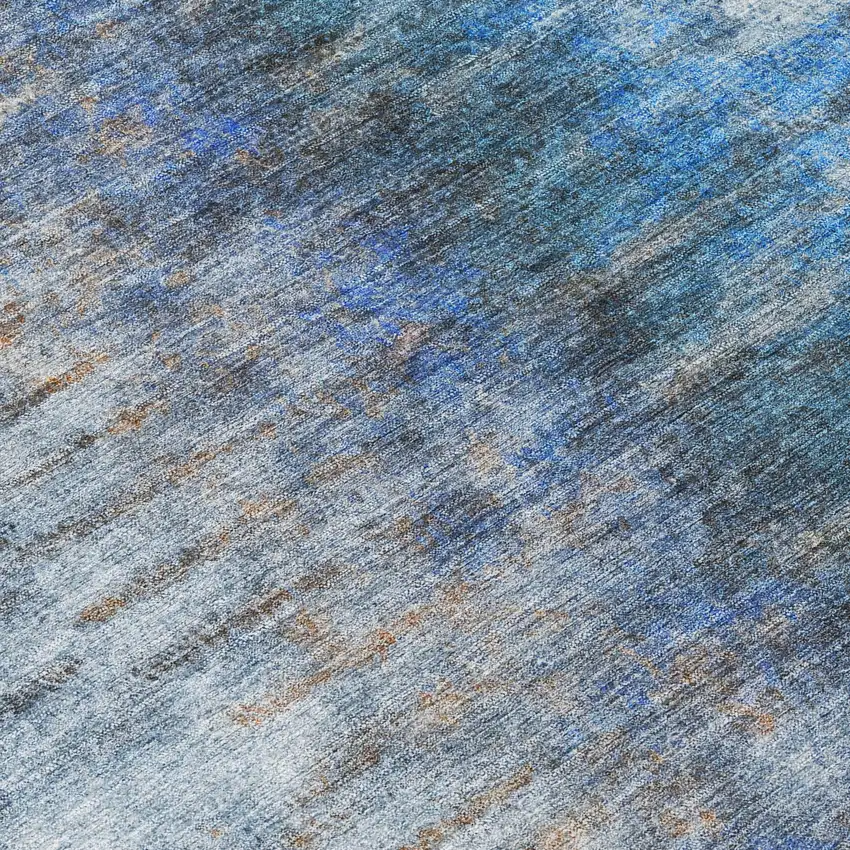 Blue And Ivory Abstract Washable Indoor Outdoor Area Rug Photo 7