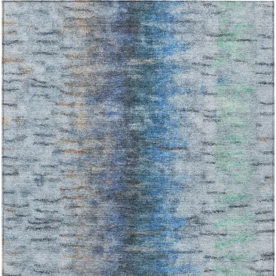 Blue And Ivory Abstract Washable Indoor Outdoor Area Rug Photo 4