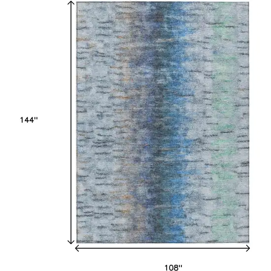 Blue And Ivory Abstract Washable Indoor Outdoor Area Rug Photo 3