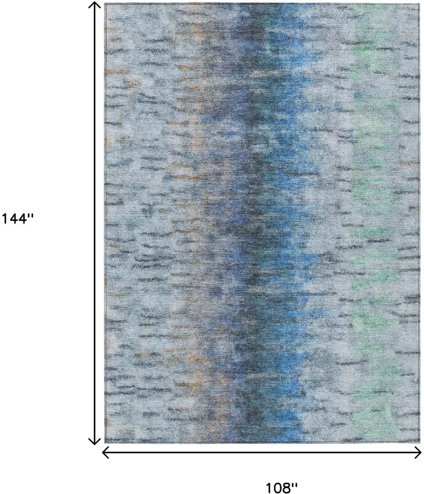 Blue And Ivory Abstract Washable Indoor Outdoor Area Rug Photo 3