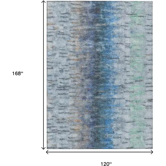 Blue And Ivory Abstract Washable Indoor Outdoor Area Rug Photo 3