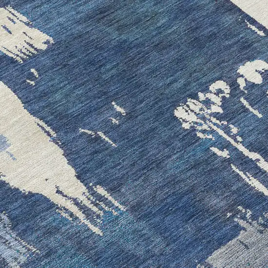 Blue And Ivory Abstract Washable Indoor Outdoor Area Rug Photo 8