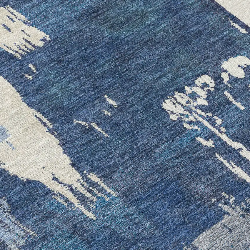 Blue And Ivory Abstract Washable Indoor Outdoor Area Rug Photo 8