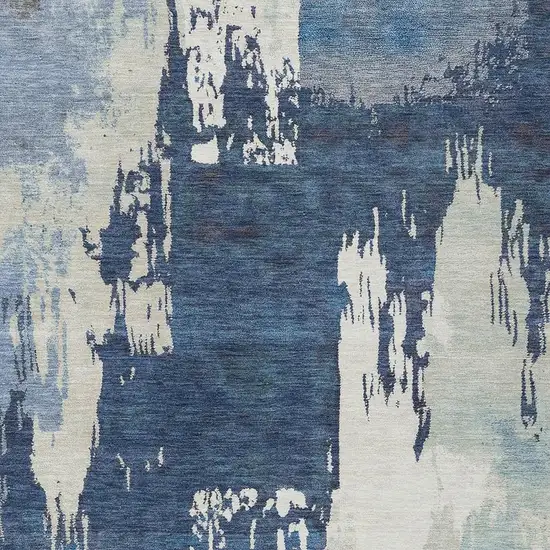 Blue And Ivory Abstract Washable Indoor Outdoor Area Rug Photo 7