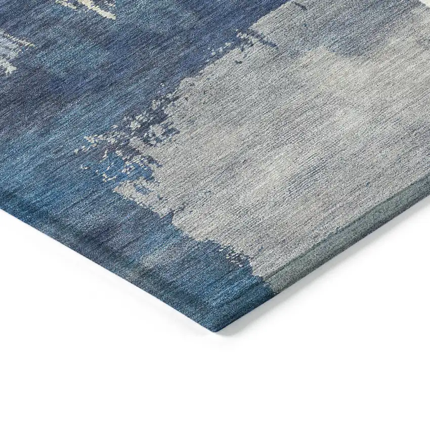 Blue And Ivory Abstract Washable Indoor Outdoor Area Rug Photo 6