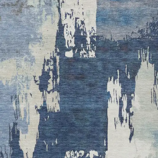 Blue And Ivory Abstract Washable Indoor Outdoor Area Rug Photo 7