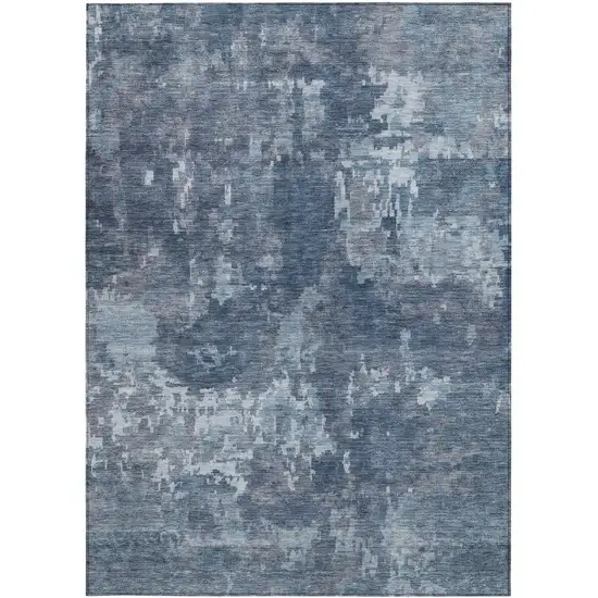 Blue And Ivory Abstract Washable Indoor Outdoor Area Rug Photo 3