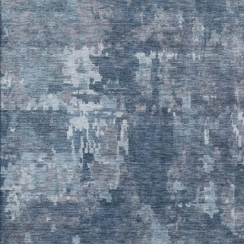 Blue And Ivory Abstract Washable Indoor Outdoor Area Rug Photo 2