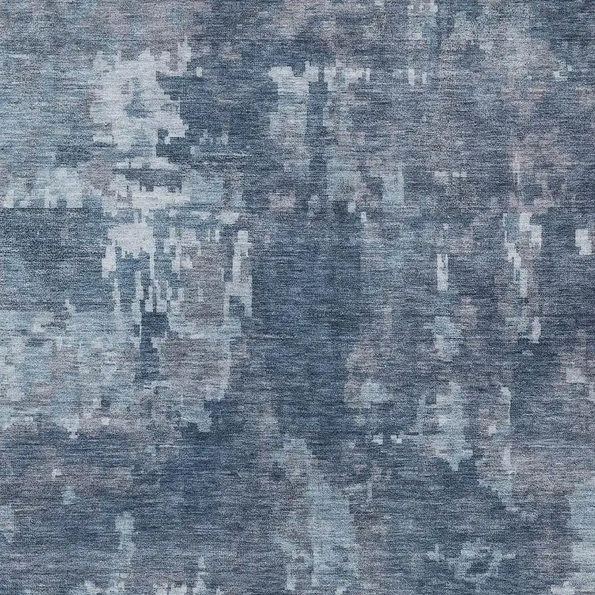 Blue And Ivory Abstract Washable Indoor Outdoor Area Rug Photo 2