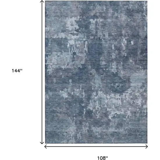 Blue And Ivory Abstract Washable Indoor Outdoor Area Rug Photo 3