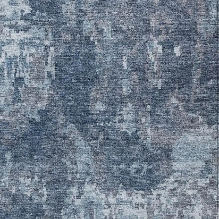 Blue And Ivory Abstract Washable Indoor Outdoor Area Rug Photo 2
