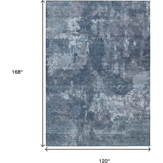 Blue And Ivory Abstract Washable Indoor Outdoor Area Rug Photo 3