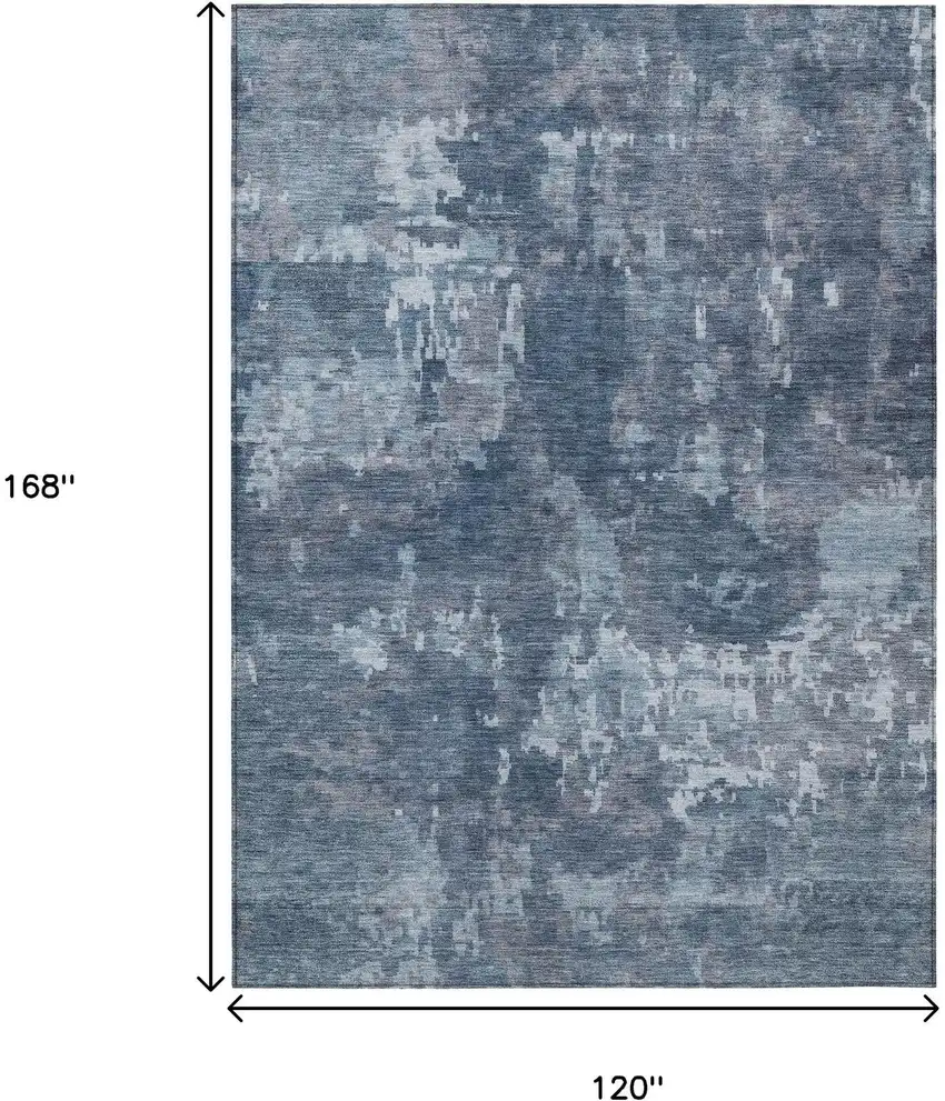 Blue And Ivory Abstract Washable Indoor Outdoor Area Rug Photo 3