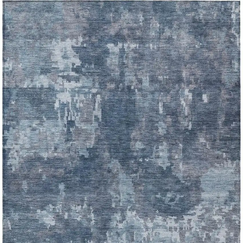 Blue And Ivory Abstract Washable Indoor Outdoor Area Rug Photo 3
