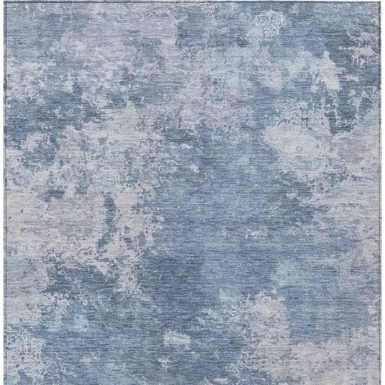Blue And Ivory Abstract Washable Indoor Outdoor Area Rug Photo 3