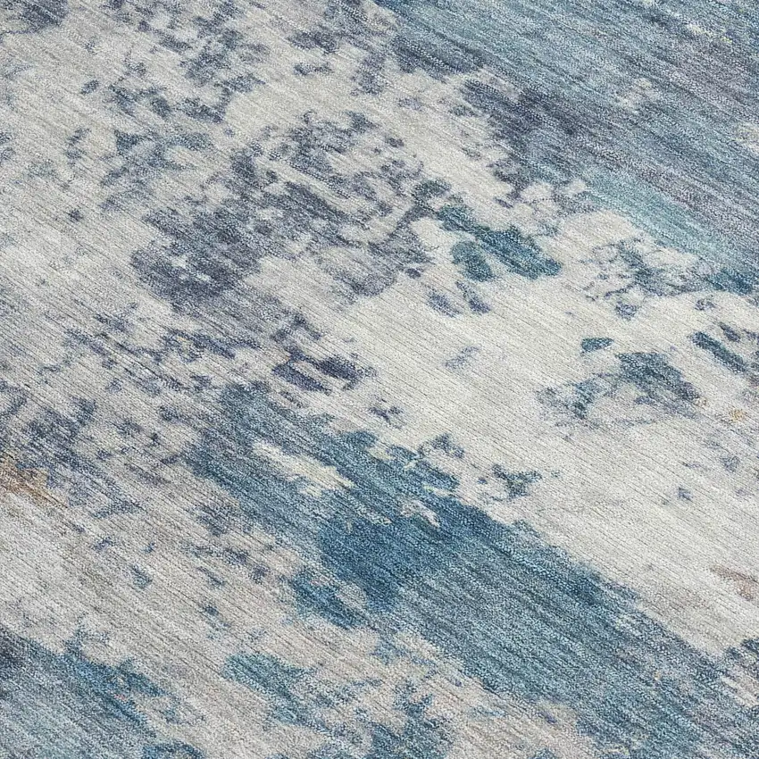 Blue And Ivory Abstract Washable Indoor Outdoor Area Rug Photo 2