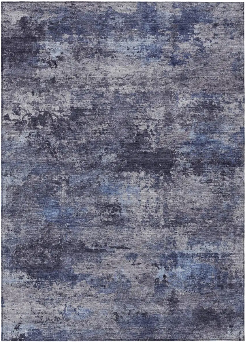 Blue And Ivory Abstract Washable Indoor Outdoor Area Rug Photo 8