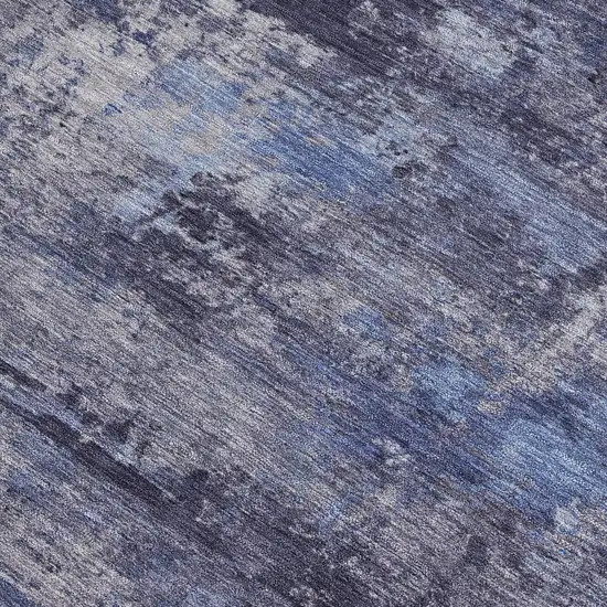 Blue And Ivory Abstract Washable Indoor Outdoor Area Rug Photo 2