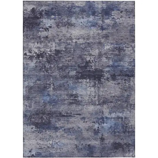 Blue And Ivory Abstract Washable Indoor Outdoor Area Rug Photo 7
