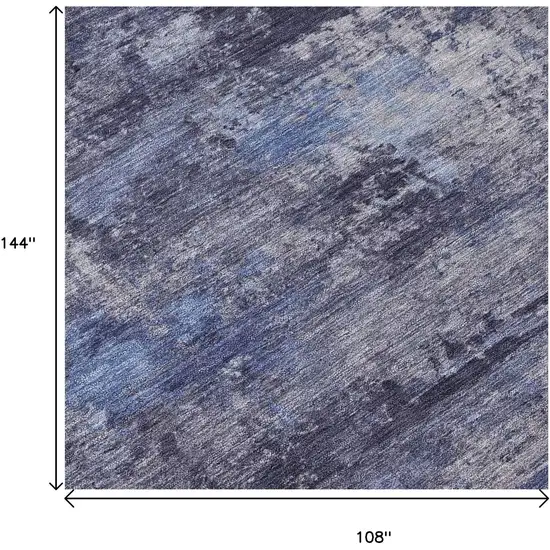 Blue And Ivory Abstract Washable Indoor Outdoor Area Rug Photo 5