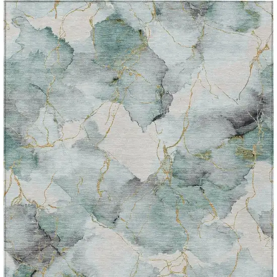 Blue And Ivory Abstract Washable Indoor Outdoor Area Rug Photo 3