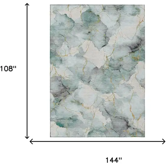Blue And Ivory Abstract Washable Indoor Outdoor Area Rug Photo 6